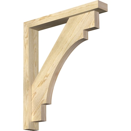 Ekena Millwork Merced Block Rough Sawn Bracket w/ Offset Brace, Douglas Fir, 4"W x 26"D x 30"H BKT0402X26X30MRC05RDF